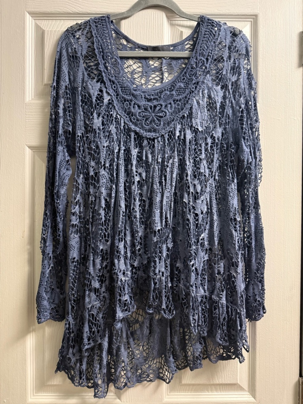 Bella Amore Asymmetrical Crochet High Low Tunic With Matching Camisole